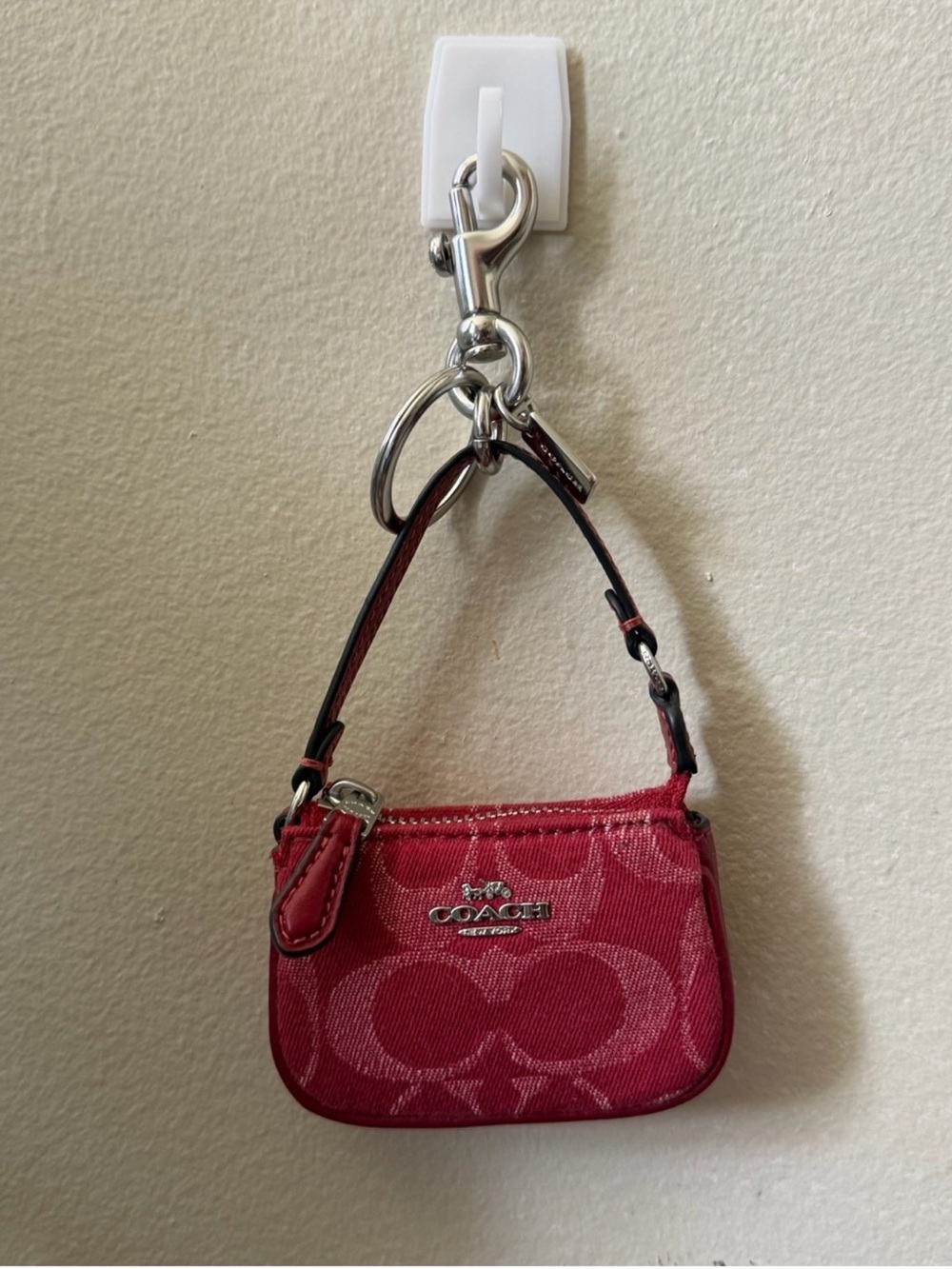 Red Bag Charm Coach Keychain